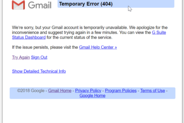 Gmail error screen